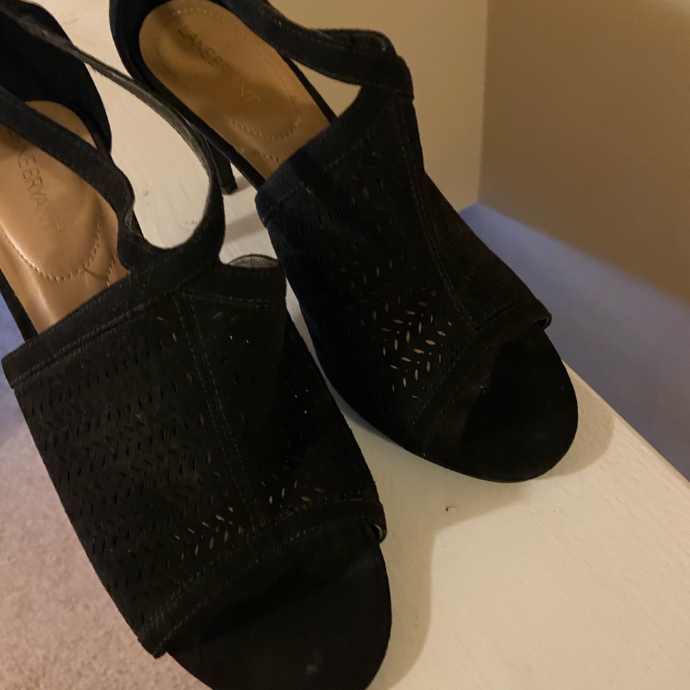 Women's 11w black open toe heels